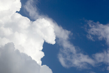 white clouds and blue sky background