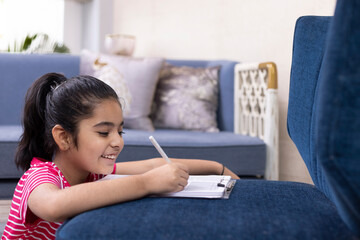 Girl study and doing her homework