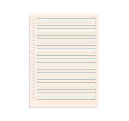 Blank sheet paper and white lined paper on white background flat vector illustration.