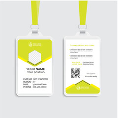 Modern Identity Employee Abstract professional, corporate office Id card design, Simple and Clean ID Card Design Template