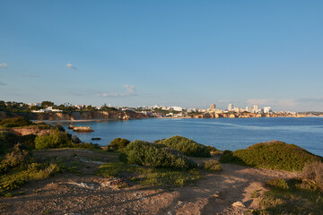 Fototapeta premium View of Portimao, its coastline and beaches. Algarve region, Portugal