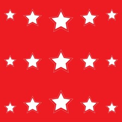 Set of white stars on red beckground, Stars rating. Five stars rating review. Vector,