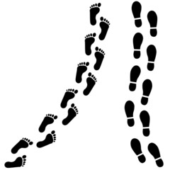 Set of footsteps icon. Shoes footsteps vector sign. Vector illustration