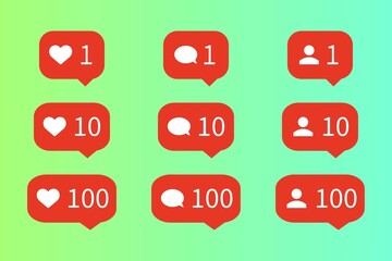 Social network rating icons in flat design. Heart, comment, share icons, Vector illustration.