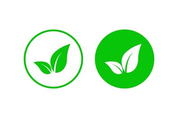 Leaf in a green circle. Ecology and nature protection concept. Ecological cleanliness. Vector illustration.