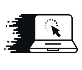System software update and upgrade concept. The installation process is on the laptop screen. Vector illustration. isolated on white background.