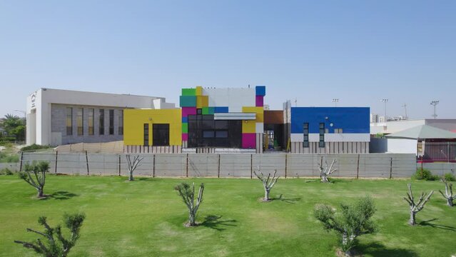 a Drone Panning Shot of New Children's Play Room at Netivot City, Israel