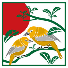 Seamless pattern with bird. Design for wall decoration, postcard, poster, brochure, shirt, etc