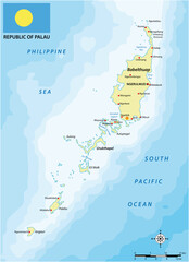 Vector map of the Pacific island nation of Palau