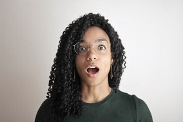 young woman with expression of amazement