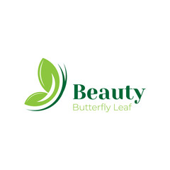 Fototapeta premium Butterfly with leaf nature logo design concept vector template