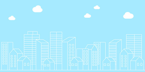 Obraz premium 背景素材_シンプルなビル街_水色