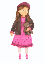 little girl with teddy bear