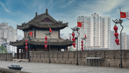Ancient tower on city wall in Xi'an - China