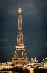 City Scape of Paris with Eiffel Tower and Sacré-Cœur de Montmartre