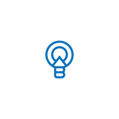 lamp icon initial B design line vector illustration