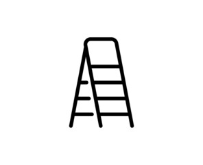 Line ladder icon isolated on white background. Outline symbol for website design, mobile application, ui. Paint pictogram. Vector illustration, editorial stroсk.