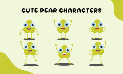 Cute pear characters, suitable for children's books, food and beverage products, or educational content