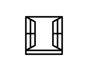 Line window icon isolated on white background. Outline symbol for website design, mobile application, ui. Window pictogram. Vector illustration, editorial stroсk