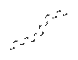 Step footprints paths icon.   Human prints foot barefoot symbol. Sign trail vector.