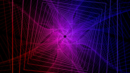 Neon fractal abstract background. 3d geometric futuristic psychedelic color composition 