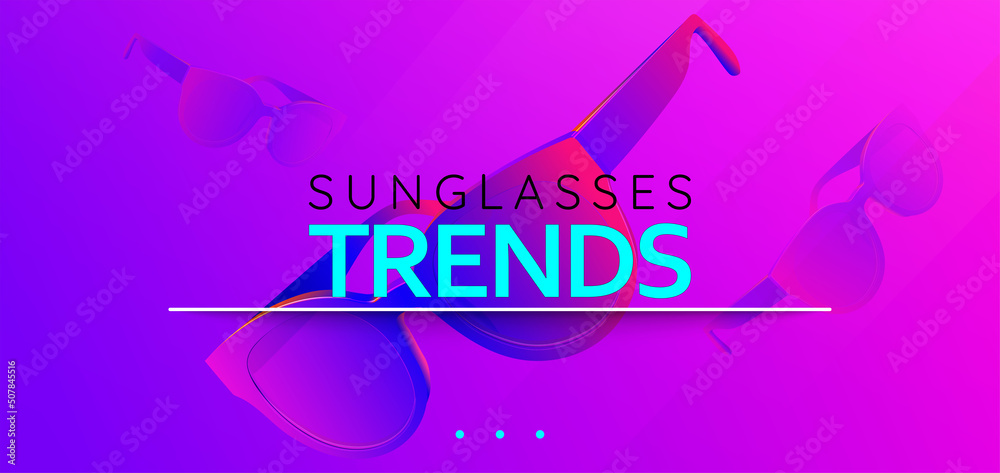 Wall mural Fashion eyeglasses discount banner.Big sale. Abstract colorful expressive design. Stylish summer sale. Sunglasses concept.Vector illustration template. - Wall murals