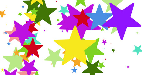 Image of vivid colorful stars covering white background