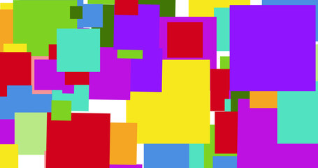 Image of vivid colorful squares covering white background