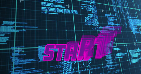 Start text and futuristic background