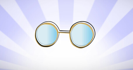 Image of glasses over violet striped background