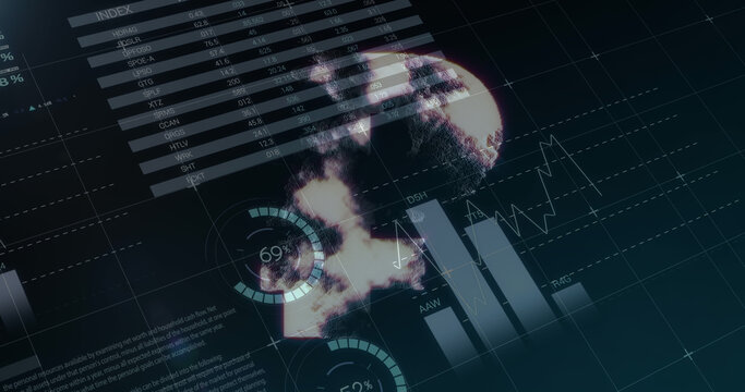 Image of ruble symbol over data processing - Powered by Adobe