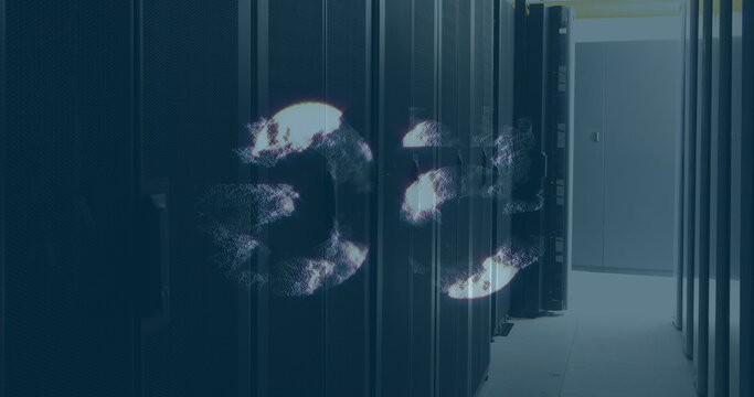 Image of 5g text over server room