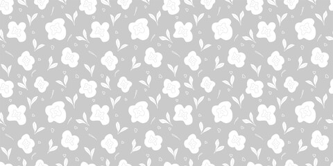 Botanical illustration background. Seamless pattern.Vector. 有機的なイラストパターン