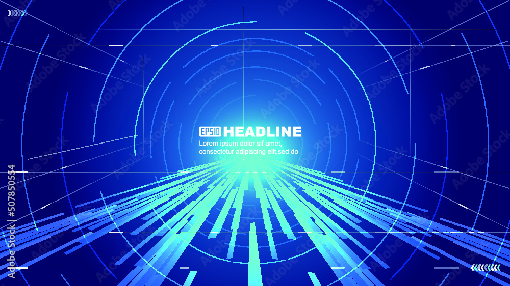 Poster vertically extending blue lines and coils technology space vector background