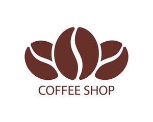 Coffee shop graphic logo. Sign coffee beans isolated on white background. Vector illustration