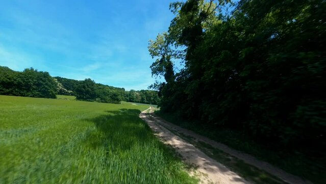 FPV DRONE SHOT - Dive and flight close to the ground and line tracking