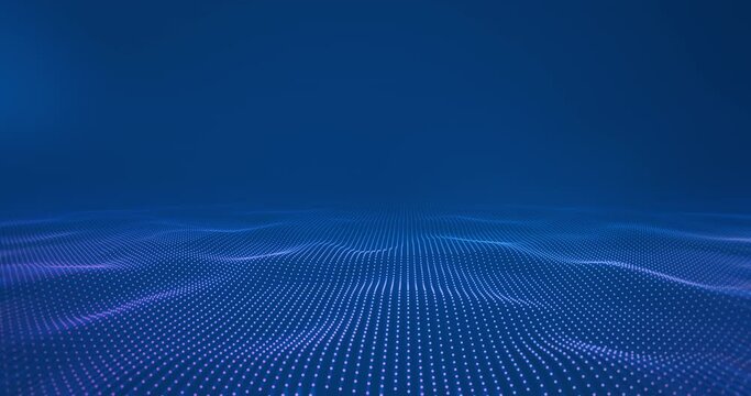 Sea ​​of ​​data submerged in the metaverse. Abstract floor technology background with blue led light. Tech business concept.