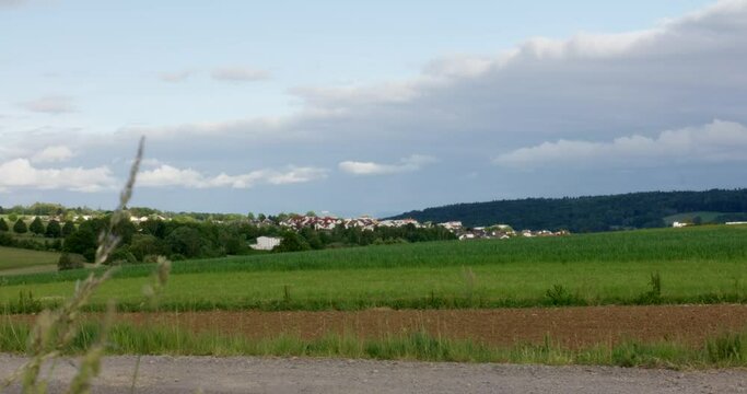 Timelapse of rural village on hilly landside in Stuttgart in afternoon, Baden Wurttemberg, Germany, Europe