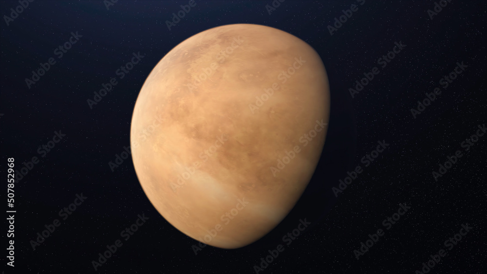 Poster abstract animation of unknown brown planet rotating in space with stars on the background in outer s