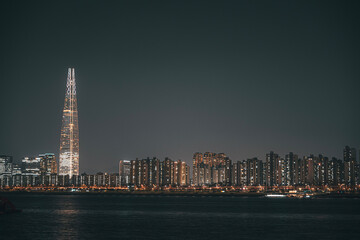 city skyline at night