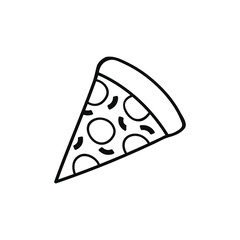 Black Slice of pizza icon, filled line icon vector isolated on white background