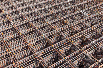 frame mesh made of steel reinforcement rusted from atmospheric precipitation