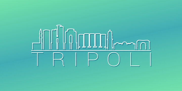 Tripoli, Lebanon Skyline Linear Design. Flat City Illustration Minimal Clip Art. Background Gradient Travel Vector Icon.