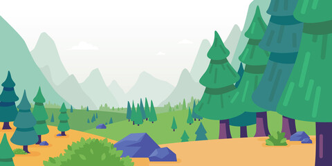 Background Forest Cartoon Countryside Woods Landscape