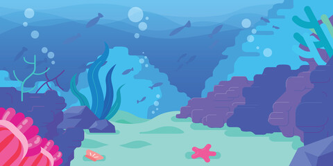 Background Sea Shores Cartoon Ocean Floor