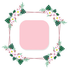 Obraz na płótnie Canvas Botanical frame on a pink background.