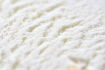Fresh vanilla ice cream, macro photo, copy space.