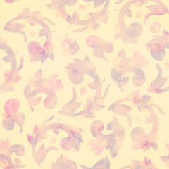 Seamless pattern. Watercolor background. Raster illustration for design, printing on fabric and paper. Scrapbooking, packaging, wrapper or postcard.