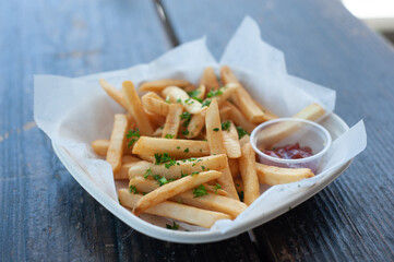 French fries and ketchup 