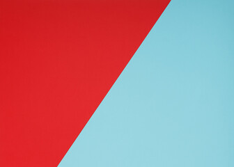 Two-color background made with diagonal line. Red and light blue colorway